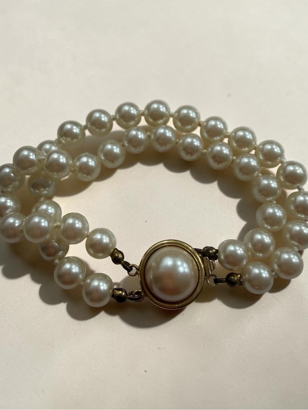 Classic Pearl Double Strand Bracelet - Cream Pearls